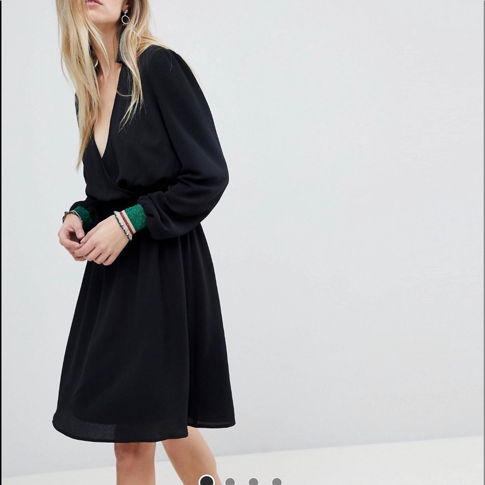 YAS wrap dress with cuff detail